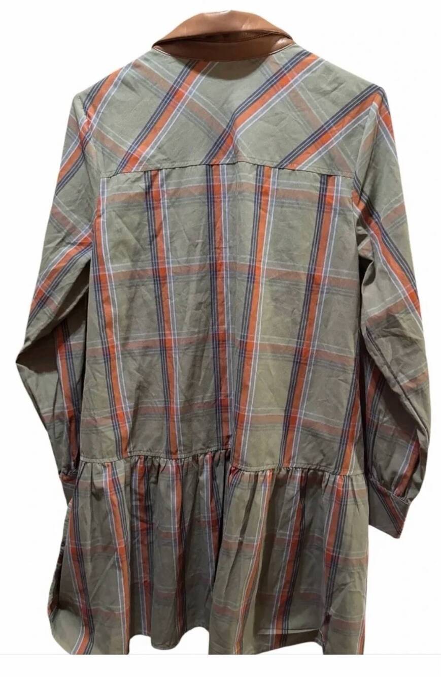 NEW THML plaid button up dress in green - Picture 4 of 4